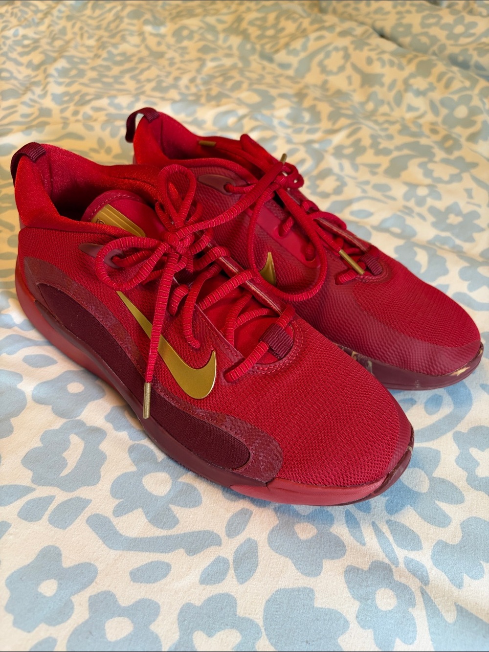 NWOT Nike Isofly Kids Red Sneakers with Gold Swoosh